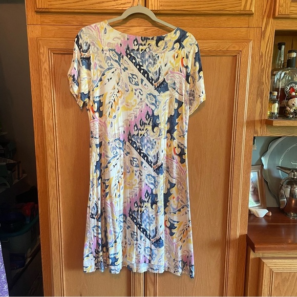 Chico’s Colorful ( blue/pink/white )Patterned dress size 1=medium - Picture 5 of 7
